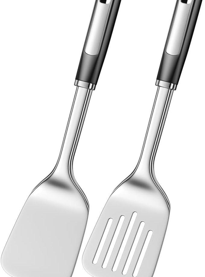 2 Pack metal spatula set, kitchen utensils, cooking utensils,Turner, mini spatula,Slotted Kitchen Spatulas Stainless Steel, Cooking Utensils, Ideal Cookware for Fish, Eggs, Pancakes