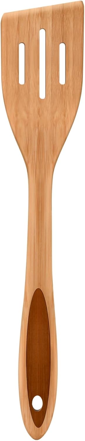12" Wooden Slotted Spatula Turner, thick Bamboo Kitchen Spatula Turner, Egg Scraper, Wood Cooking Utensil, Kitchen Spatulas for Flipping, Serving, Scraping & Turning.