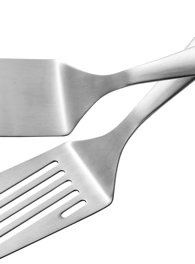 Metal Spatulas Set Stainless Steel Griddle Spatula Slotted Hamburger Turner Flat Top Grill Spatula for Cooking 10-Inch