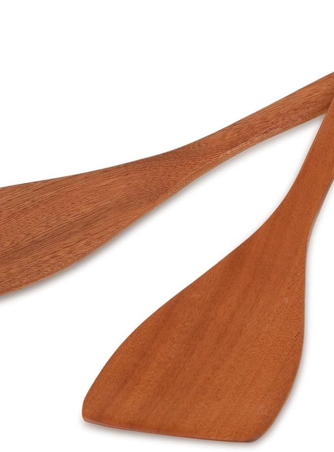 Wooden Spatula for Cooking 12.8 Inches Flat Wooden Spatula for Non Stick Cookware Long Handle Flat Frying Spatula Natural Wooden Cooking Utensils Kitchen Spatulas, 2PCS