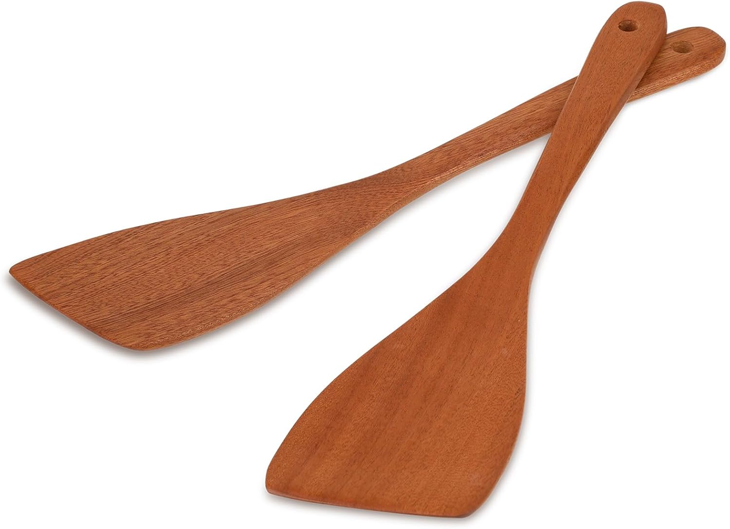 Wooden Spatula for Cooking 12.8 Inches Flat Wooden Spatula for Non Stick Cookware Long Handle Flat Frying Spatula Natural Wooden Cooking Utensils Kitchen Spatulas, 2PCS