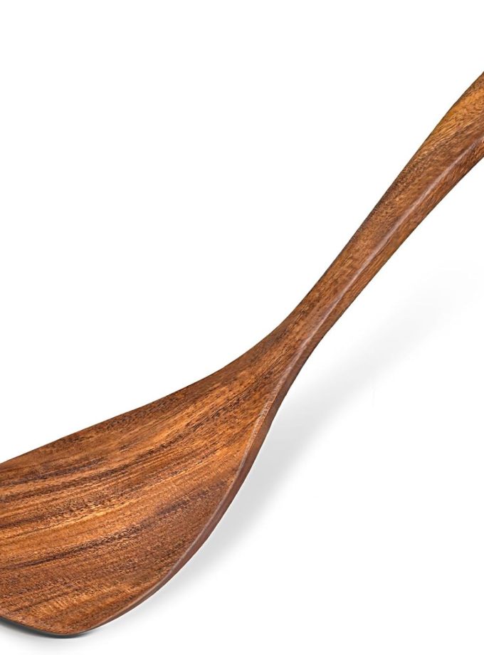 Wooden Spatula for Cooking, Acacia Wood Flat Frying Spatulas, Long Handle Spatula Turner for Non Stick Pans, Non-Scratch, Wooden Kitchen Utensils for Cooking, Frying, Baking