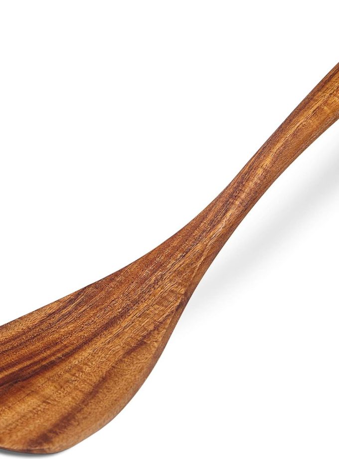 Wooden Spatula Nonstick Turner Acacia Wood, Right Long Handle Flat Frying Spatulas Handmade for Mother Wife Grandma Her Kitchen Gift, Ideal Cookware Utensils for Cooking Eggs, Fish, Pancakes